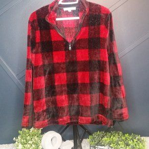 Soft Plaid Black & Red sweater